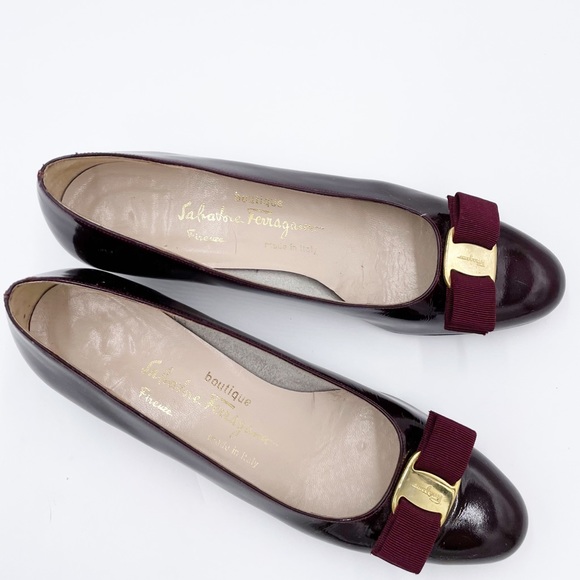 Vintage Salvatore Ferragamo Boutique Purple Patent Leather Vara Bow Pump 9.5 AAA - Picture 3 of 12